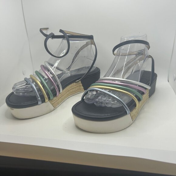 Louise Et Cie Colorful Strappy Clear Wedge Sandals With Ankle Strap 8.5 - Picture 7 of 10